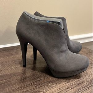 Audrey Brooke Grey Suede Booties